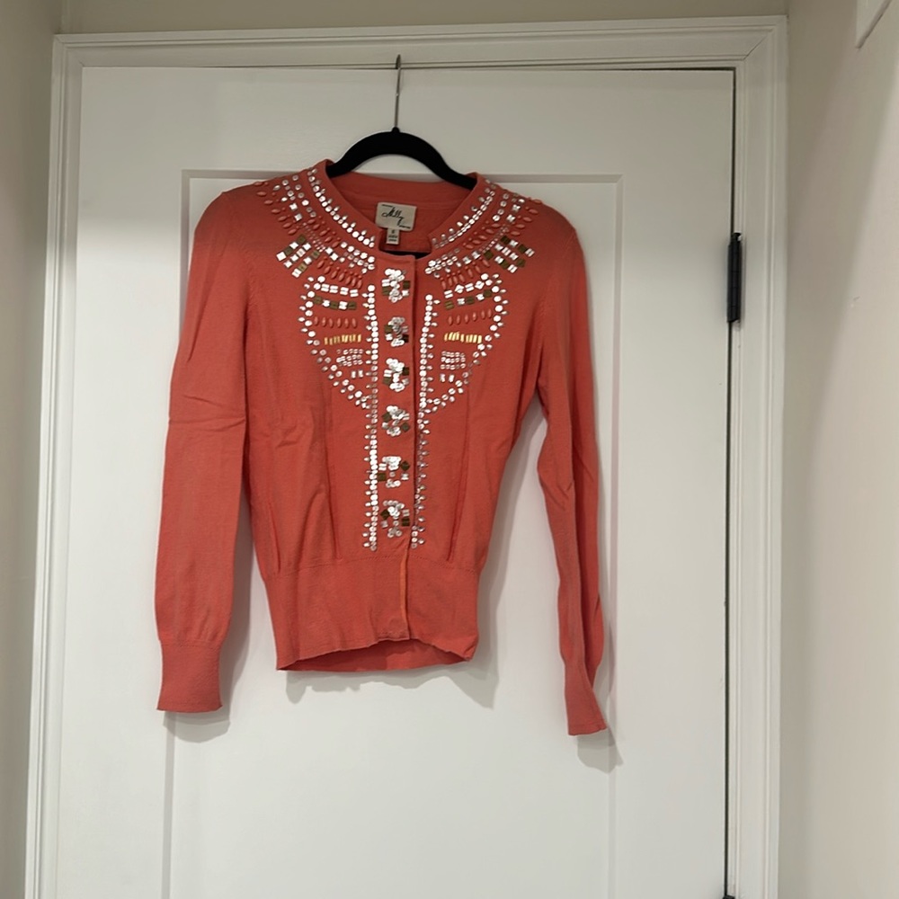 Orange Milly cardigan with sequined detail